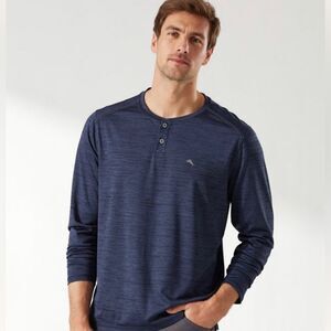 Tommy Bahama Wave Crest Henley Ling Sleeved Blue shirt Men’s size 3x.